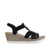Rieker Elasticated Wedge Sandal - Black